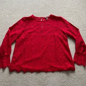 Red H&M Lined Lace Shirt SZ 14